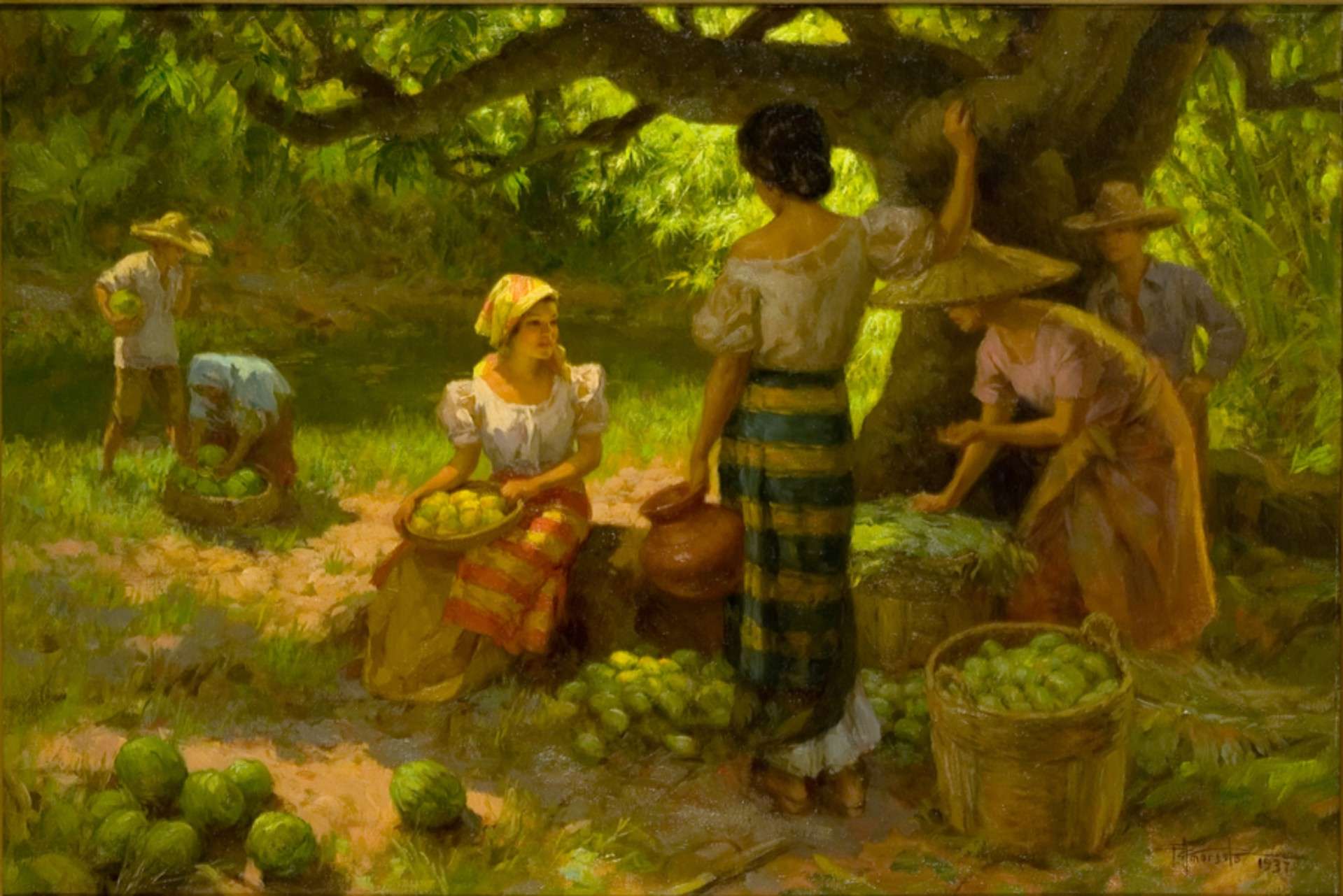 Fernando Amorsolo 1892 - 1972 Fruit pickers under the Mango Tree, 1937 