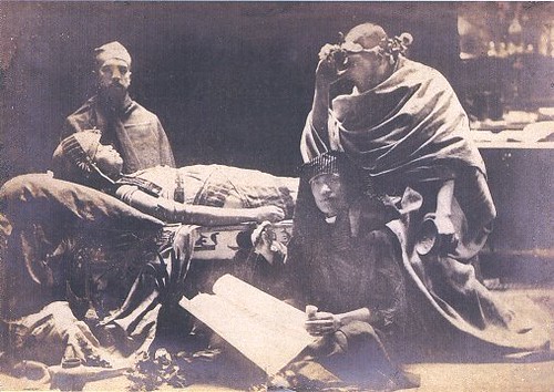 Trinidad Hermenegildo and Felix Pardo de Tavera with Jose Rizal modeling for a painting by Juan Luna, c. 1881